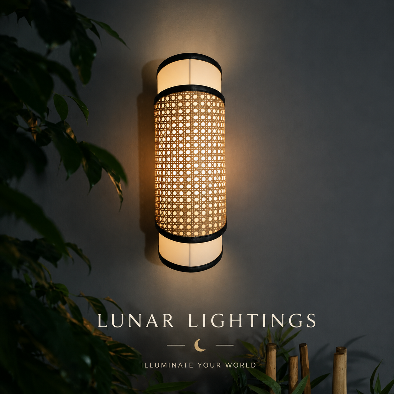 Lunar Lightings cane wall sconce